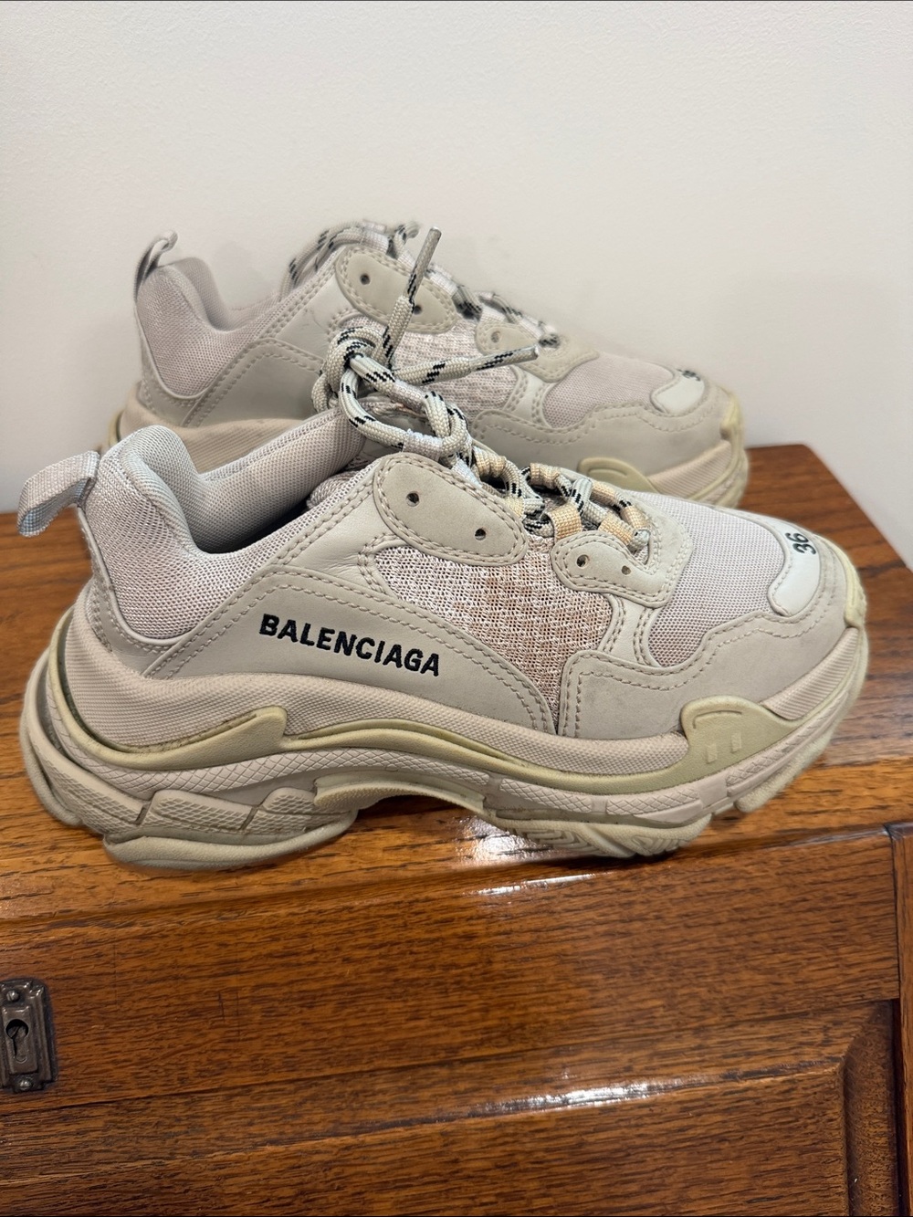 Balenciaga Cream and Off-White Chunky Sneakers